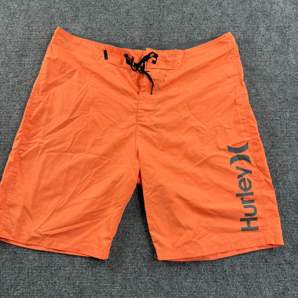 Hurley Board Shorts 34 Orange Logo Swim Trunks Mens AJ6924